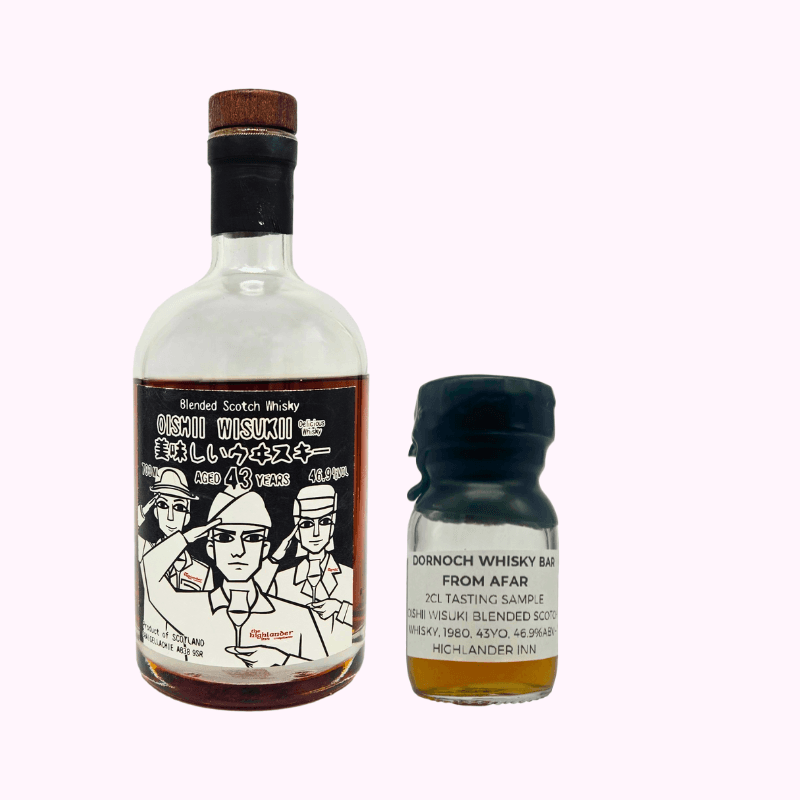 Dornoch Whisky Bar from Afar – Oishii Wisukii Blended Malt Scotch Whisky, 1980, 43 Year Old, 2CL,